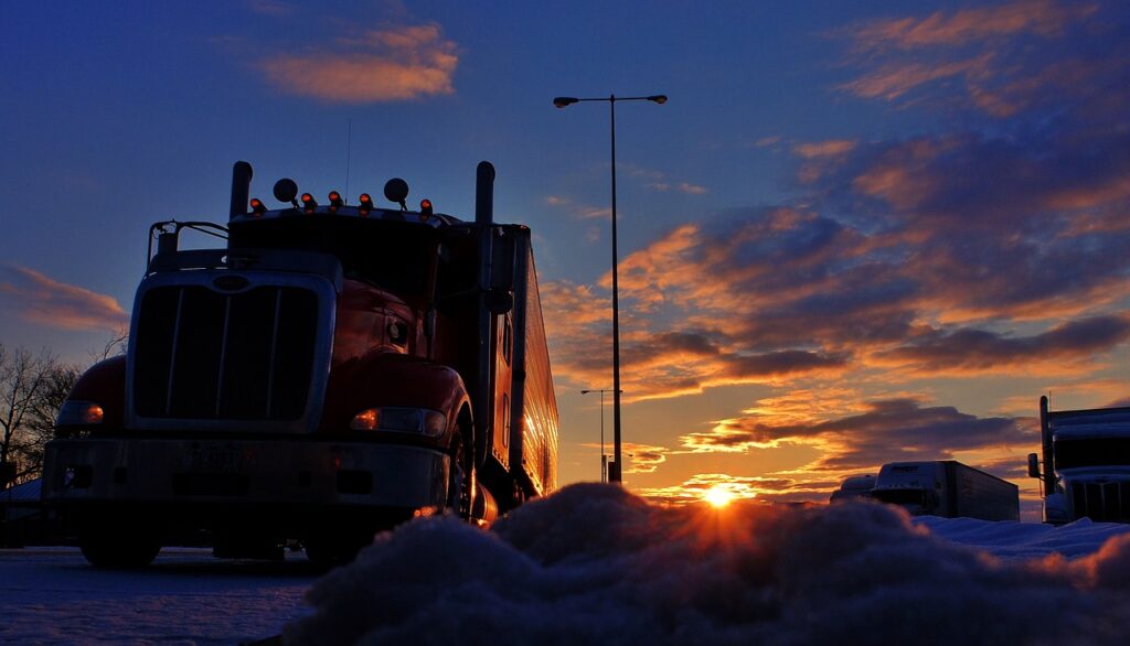 trucker, sunrise, truck stop-2946821.jpg